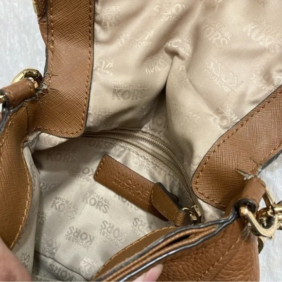 Michael kors brown leather mini flap crossbody bag so cute!